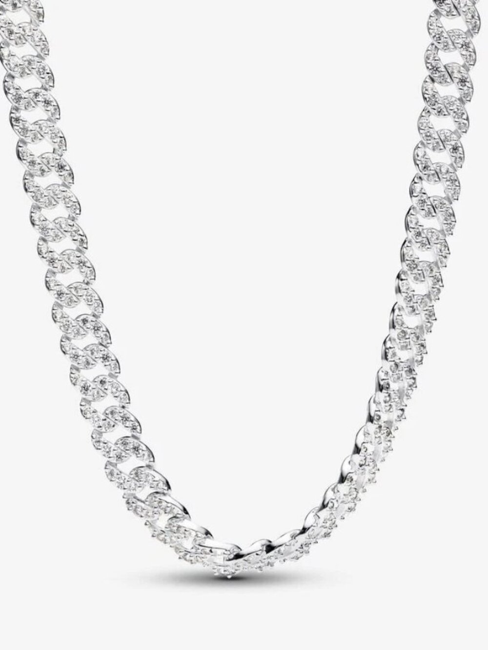 *BRAND NEW* Pandora Timeless Sterling Silver Pavé Cuban Chain Necklace 393161C01